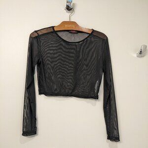 Adome Me - Sheer, Long Sleeved Cropped Top Lingerie Dressing